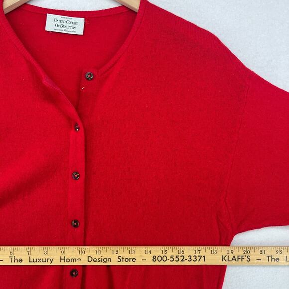 UNITED COLORS OF BENETTON Sweater Women 50 IT Wool Angora Cardigan Red Italy VTG - Picture 13 of 15